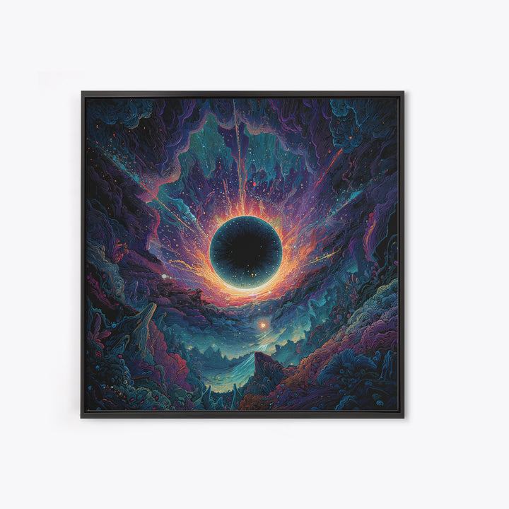 Cosmic Black Hole Abstract Space Landscape Wall Art Surreal Galaxy Painting Trippy Psychedelic Decor Modern Canvas Print