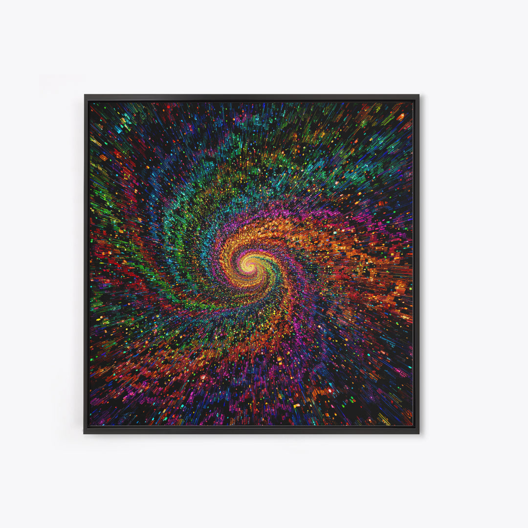 Rainbow Galaxy Spiral Wall Art, Colorful Cosmic Abstract Painting, Psychedelic Universe Decor, Modern Statement Canvas Print