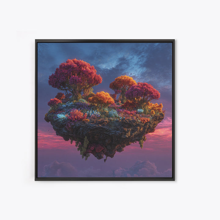 Floating Island Fantasy Landscape Canvas Print, Colorful Surreal Art, Dreamy Sky Wall Art, Fantasy Home Decor Living Room