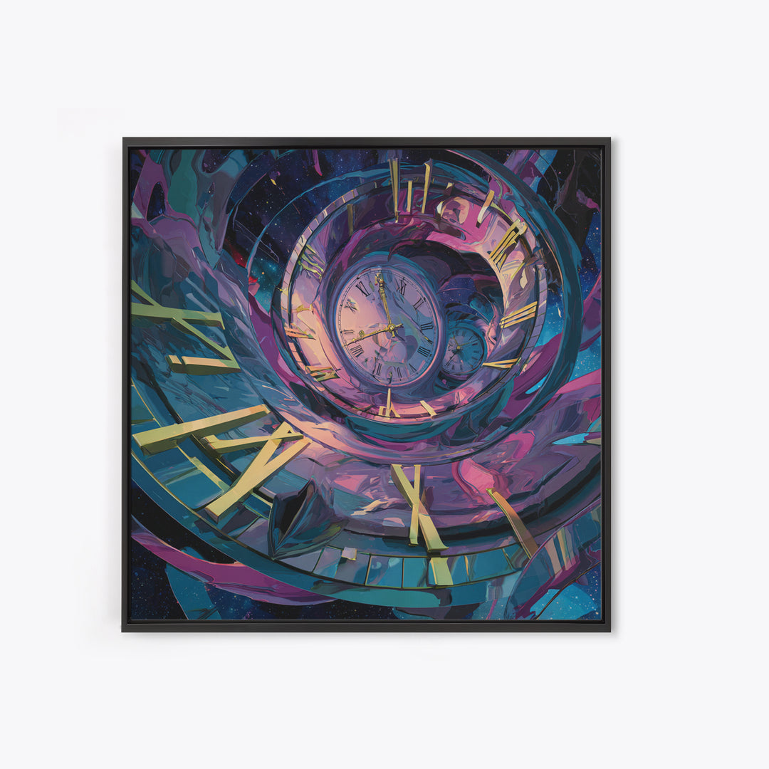 Surreal Spiral Clock Portal Wall Art, Cosmic Time Travel Canvas Print, Futuristic Sci Fi Decor For Office And Living Room