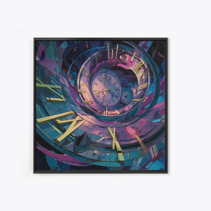 Surreal Spiral Clock Portal Wall Art, Cosmic Time Travel Canvas Print, Futuristic Sci Fi Decor For Office And Living Room