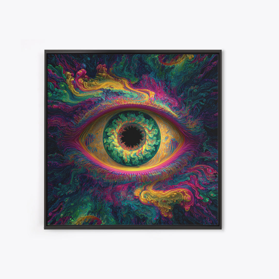Psychedelic Cosmic Eye Abstract Wall Art, Trippy Colorful Visionary Canvas Print, Mystical Boho Room Decor