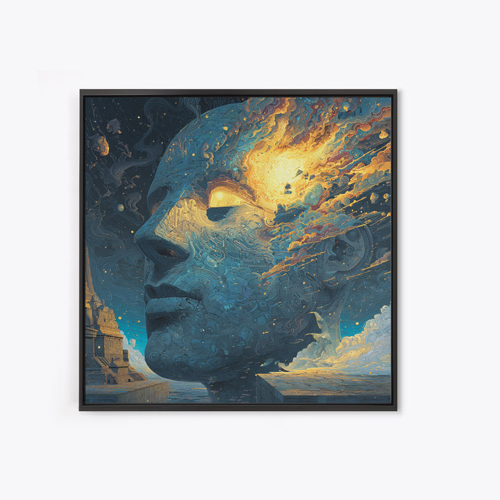 Surreal Cosmic Face Wall Art, Abstract Galaxy Portrait Canvas Print, Psychedelic Sci Fi Fantasy Art For Modern Home Decor