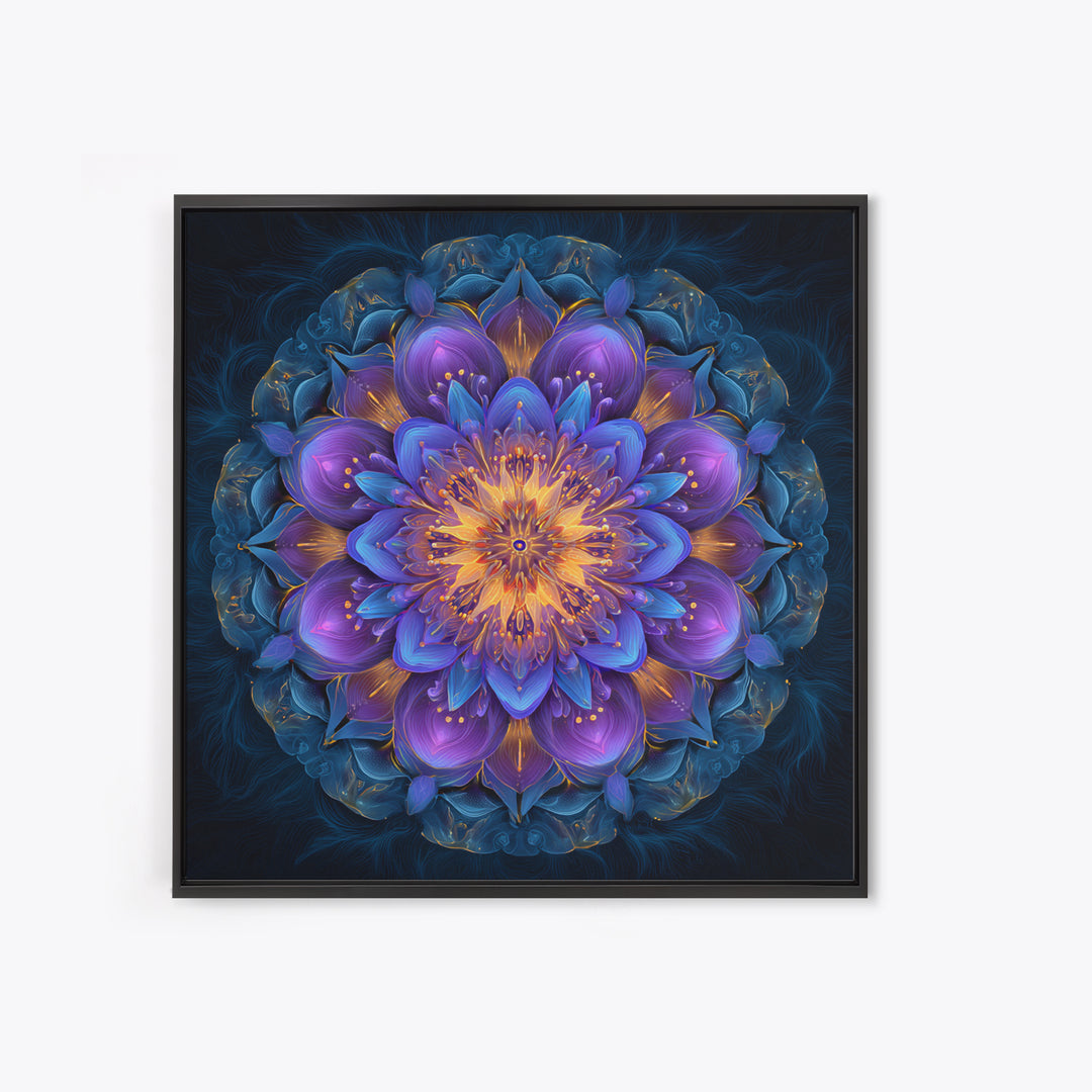 Vibrant Mandala Flower Wall Art, Colorful Boho Sacred Geometry Canvas Print, Meditation Room Decor And Modern Spiritual Art