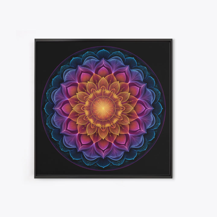 Rainbow Lotus Mandala Abstract Wall Art, Colorful Sacred Geometry Canvas Print, Boho Meditation Room Decor Spiritual Art