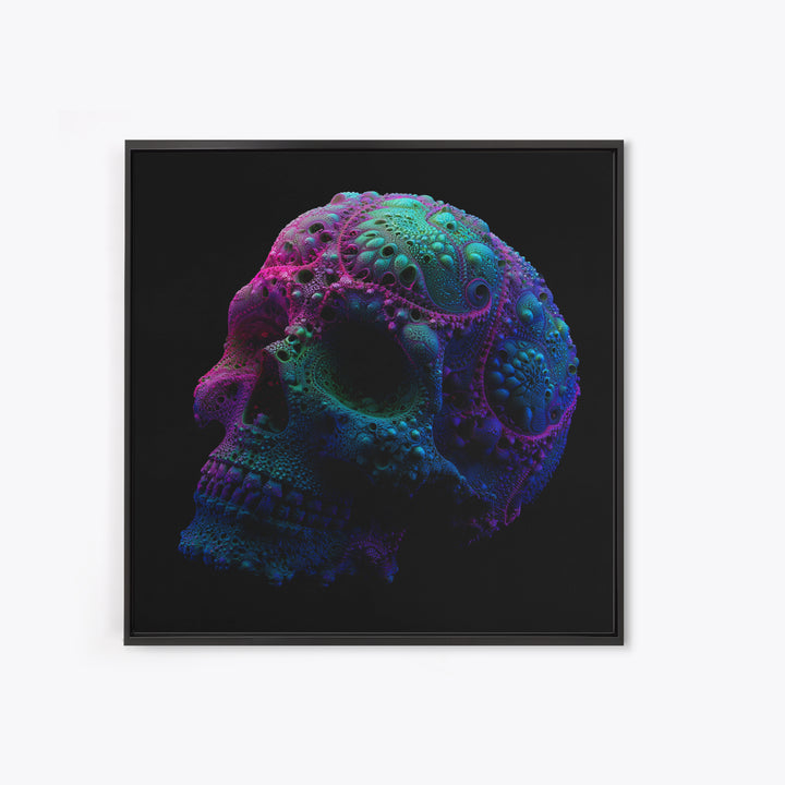 Psychedelic Neon Skull Wall Art, Colorful Surreal Skull Canvas Print, Modern Abstract Art, Trendy Home Decor