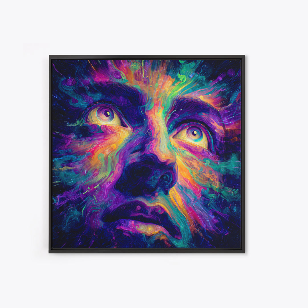 Psychedelic Rainbow Face Abstract Art Wall Art, Colorful Trippy Canvas Print, Modern Boho Aesthetic Room Decor