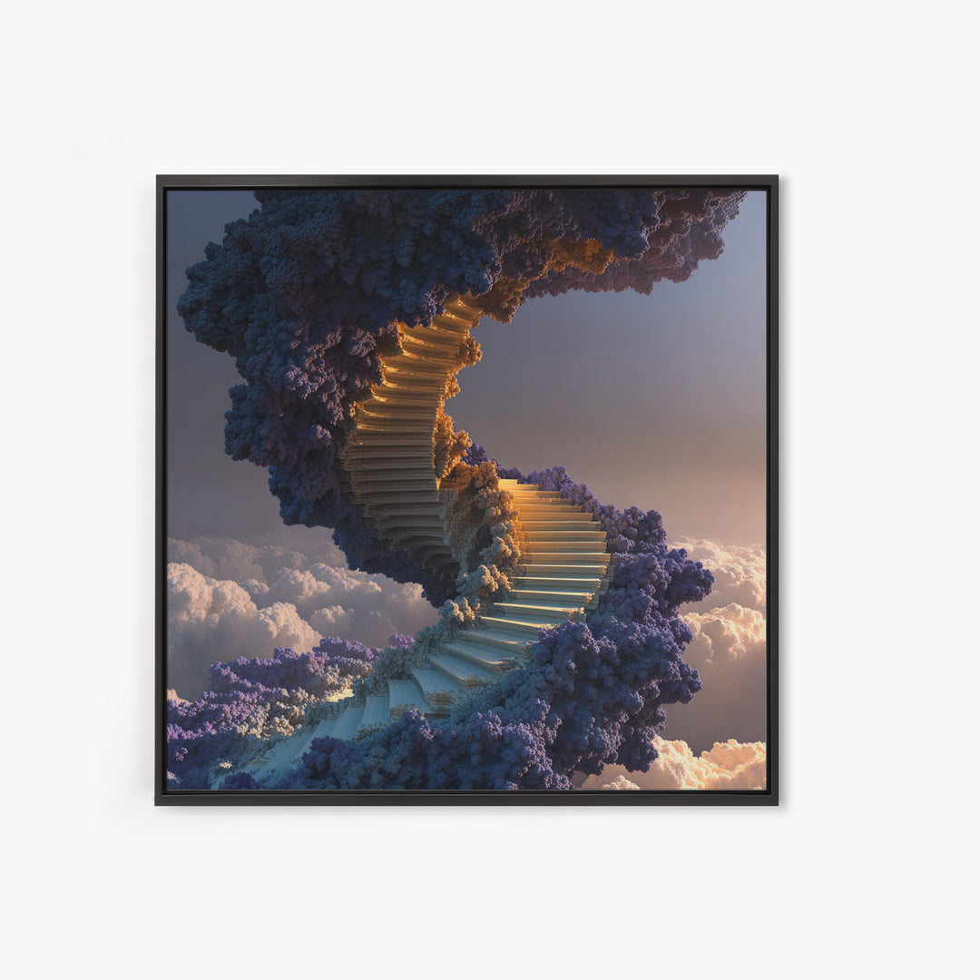 Surreal Staircase Through Clouds Canvas Print, Dreamy Sky Landscape, Whimsical Wall Art For Bedroom Or Living Room Decor