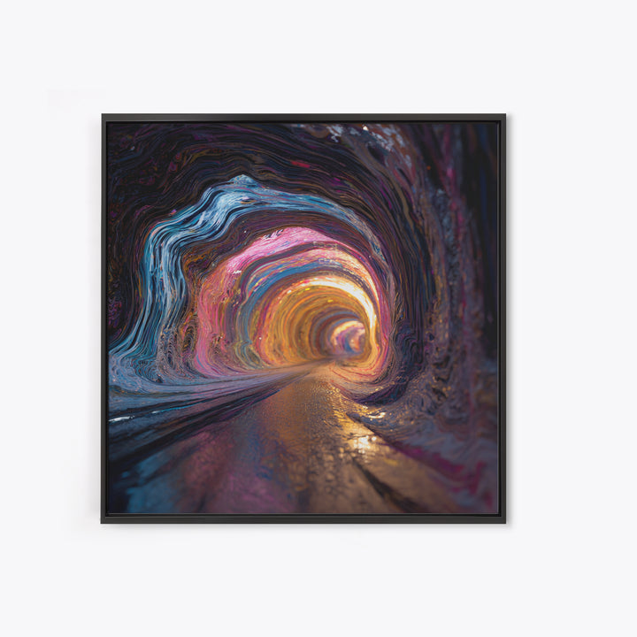 Vibrant Abstract Tunnel With Neon Lights Retro Futuristic Wall Art Canvas Print For Office And Living Room Decor
