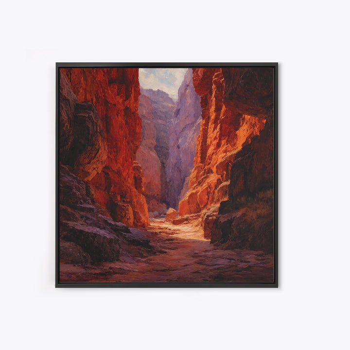 Sunlit Red Canyon Oil Landscape Wall Art, Western Desert Canvas Print, Rustic Country Home Decor, Southwest Landscape Painting