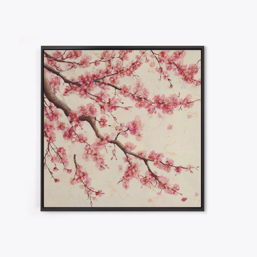 Pink Cherry Blossom Wall Art, Japanese Floral Branch Print, Botanical Spring Decor, Feminine Bedroom Canvas Gift For Her