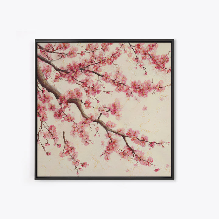 Pink Cherry Blossom Wall Art, Japanese Floral Branch Print, Botanical Spring Decor, Feminine Bedroom Canvas Gift For Her