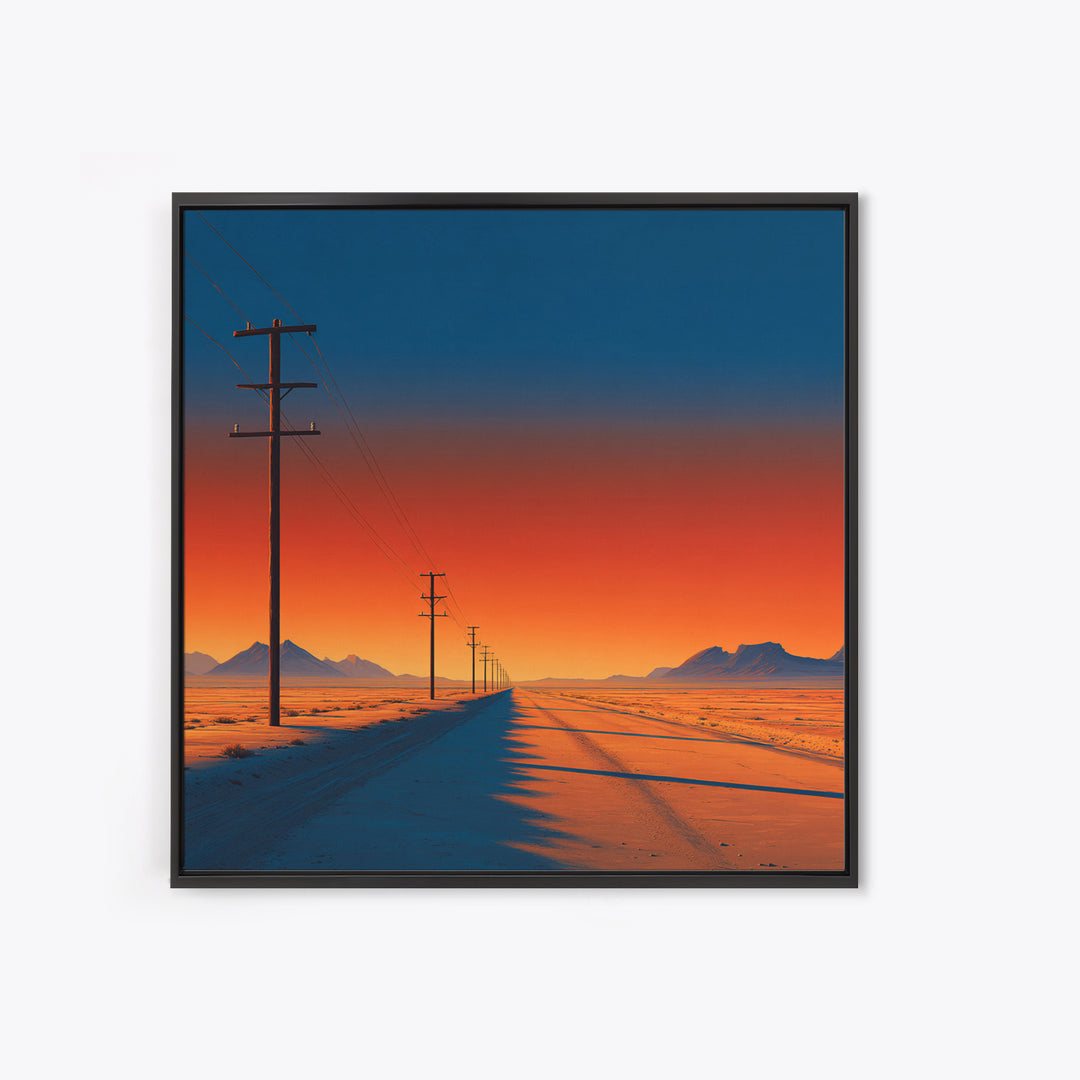Minimal Desert Highway At Sunrise Wall Art, Colorful Modern Landscape Canvas Print, Southwestern Home Decor Office Art