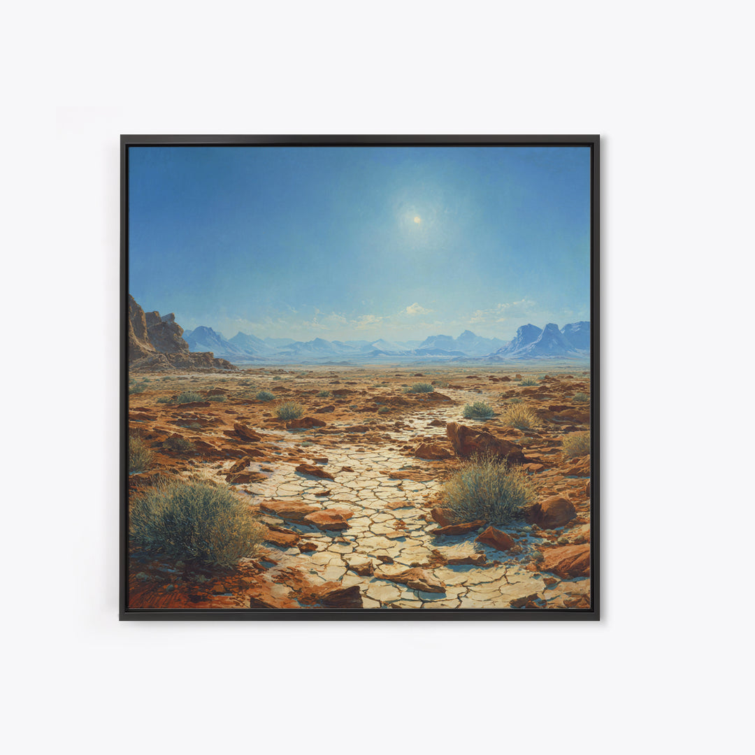 Sunlit Desert Plain Landscape Wall Art Print Southwestern Painting Rustic Nature Artwork For Living Room Decor Office Wall Art