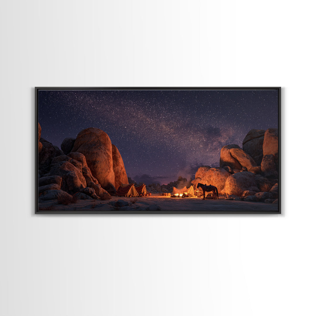 Epic Viking Warrior Kneeling With Sword In Snowy Landscape Dramatic Wall Art Original Canvas Print