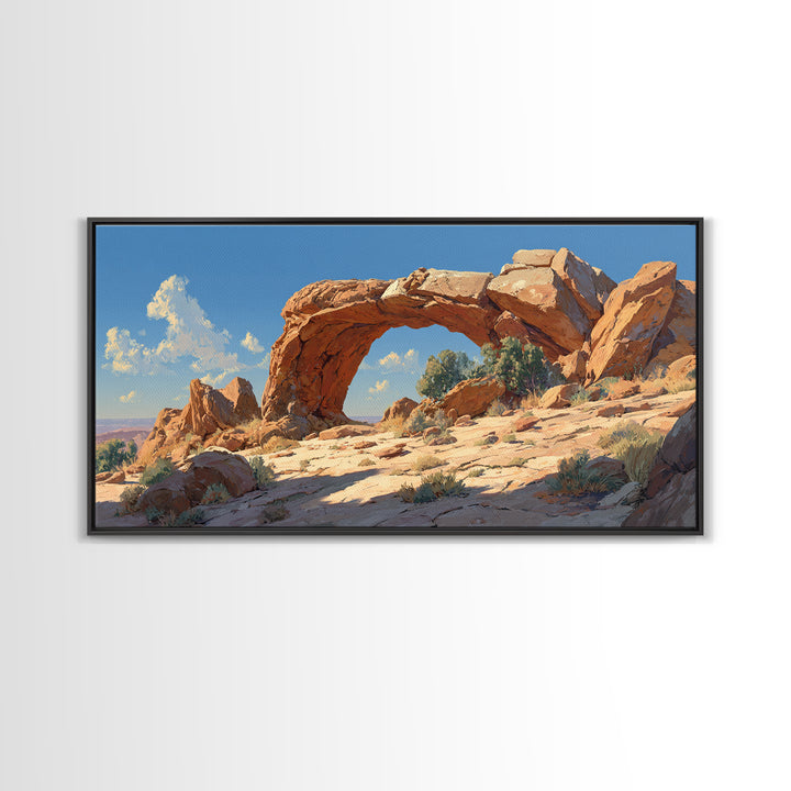 Majestic Natural Rock Arch Landscape Wall Art Print Stunning Canyon View Large Framed Canvas Print For Rustic Home Decor