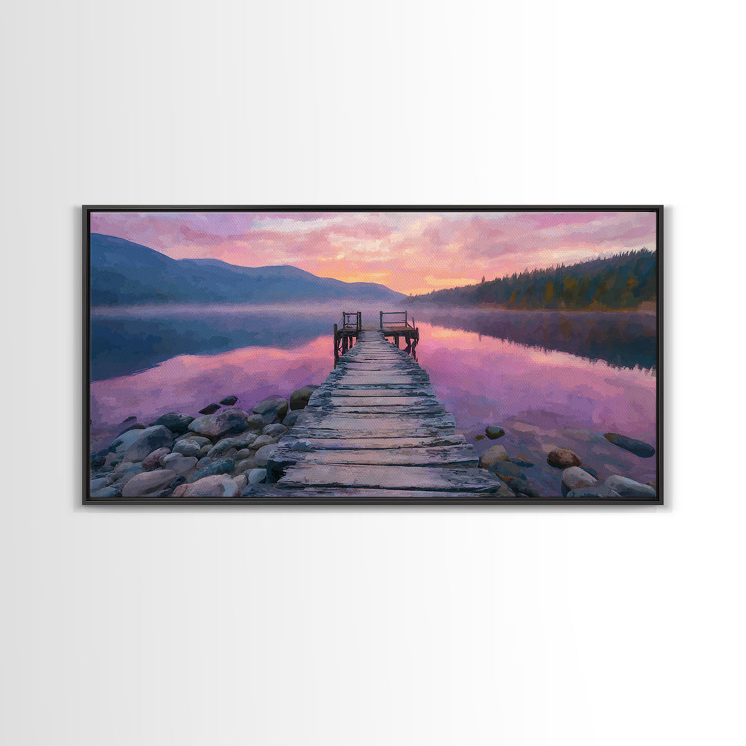 Serene Traditional Asian Temple Lit At Night With Misty Mountains Landscape Wall Art Canvas Print For Zen Decor