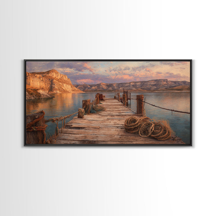 Scenic Tropical Beach Sunset Digital Art Canvas Print Bright Vibrant Colorful Wall Art Coastal Home Decor