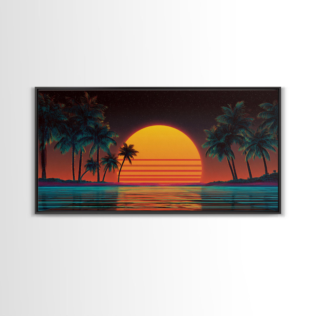 Beautiful Golden Sunset Over Ocean Calm Waves Large Wall Art Modern Coastal Canvas Print For Living Room And Bedroom Beach Decor