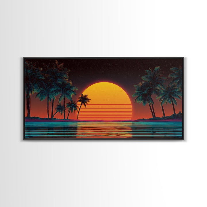 Beautiful Golden Sunset Over Ocean Calm Waves Large Wall Art Modern Coastal Canvas Print For Living Room And Bedroom Beach Decor