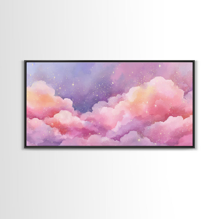 Pink Purple Cloudscape Wall Art, Pastel Celestial Decor, Dreamy Bedroom Wall Art, Nursery Wall Art, Whimsical Canvas Print