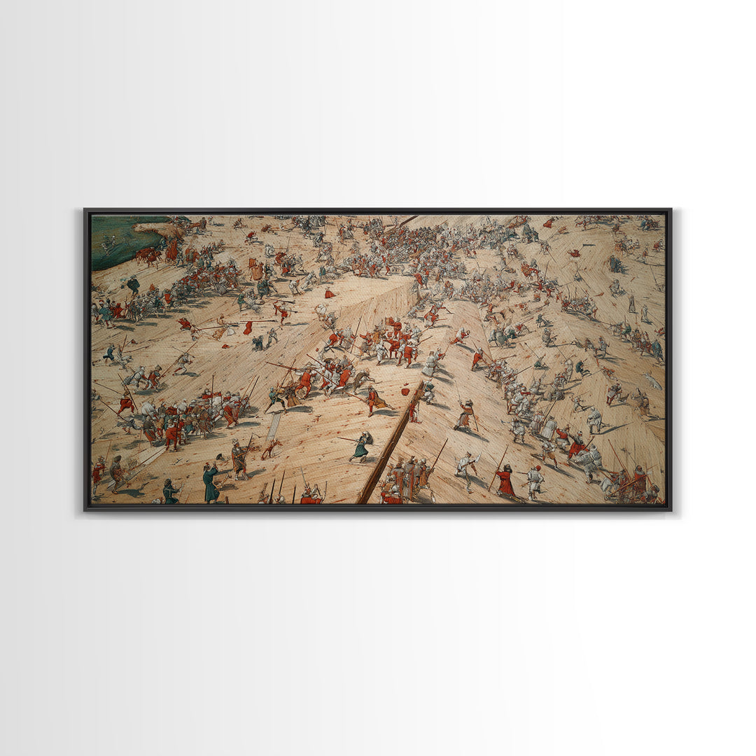 Medieval Battlefield Panorama Wall Art, Historic Army Battle Print, Detailed War Map Decor, Large Office Canvas Artwork, Gift For Him