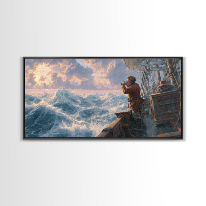 Stormy Ocean Ship Photographer Wall Art, Nautical Seascape Canvas Print, Maritime Decor, Coastal Gift For Him, Large Ocean Wall Decor