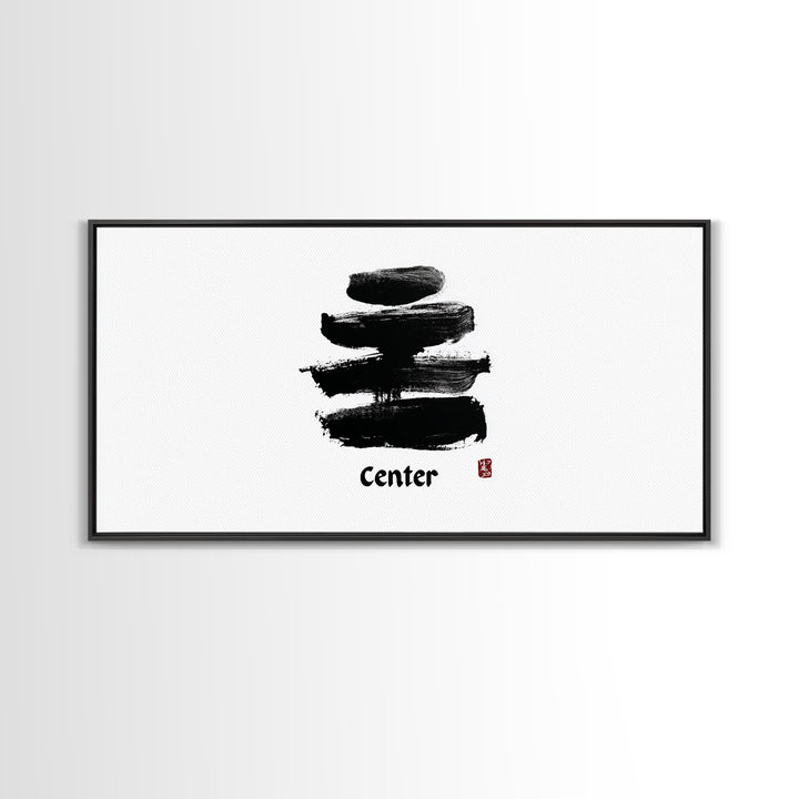 Zen Bamboo Brush Painting Minimalist Wall Art Black And White Ink Illustration Canvas Print Home Decor For Living Room And Office