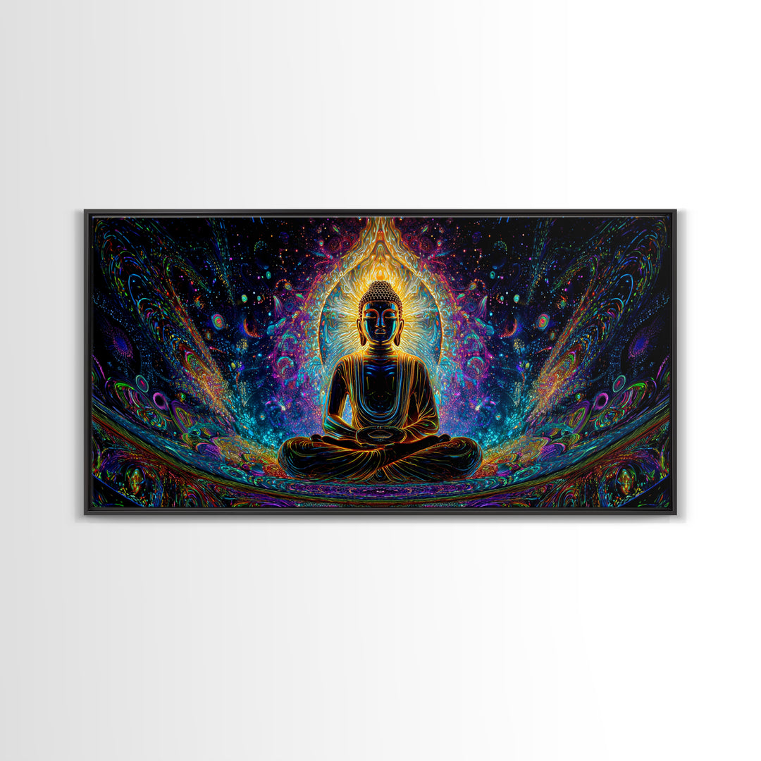 Vibrant Psychedelic Buddha Meditation Canvas Print Spiritual Wall Art Home Decor For Living Room And Yoga Space