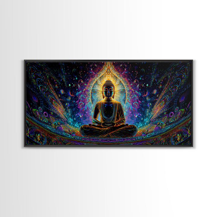 Vibrant Psychedelic Buddha Meditation Canvas Print Spiritual Wall Art Home Decor For Living Room And Yoga Space