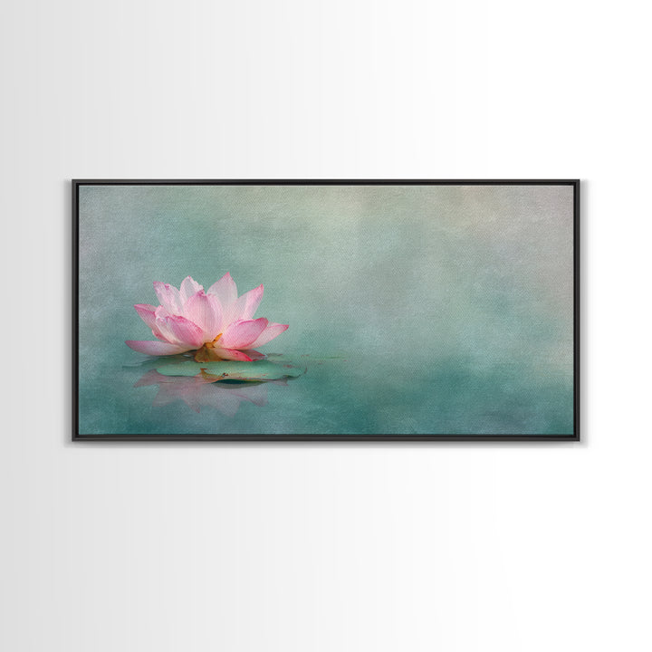 Elegant Pink Lotus Flower On Blue Water Serenity Floral Wall Art Canvas Print For Bedroom Or Living Room Decor