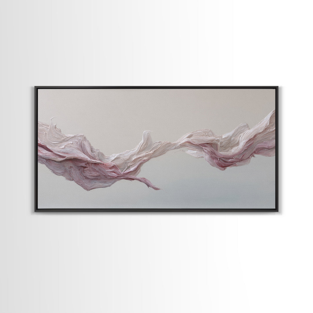 Elegant Abstract Flowing Pink And Beige Textured Acrylic Painting Canvas Print Perfect Modern Wall Art For Home Decor And Office