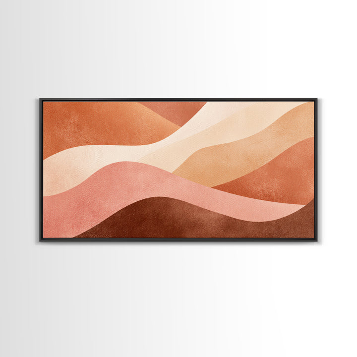 Terracotta Cream Wavy Abstract Canvas Print, Earth Tone Wall Art, Modern Boho Decor, Large Horizontal Living Room Art Print