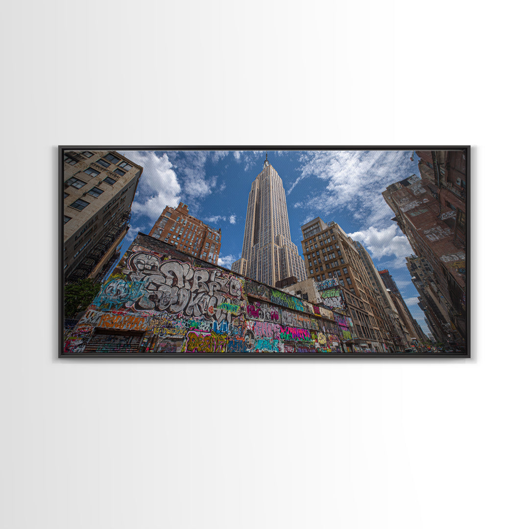 New York Graffiti Alley And Chrysler Building Wall Art, Urban Cityscape Print, NYC Travel Poster, Modern Office Decor For Loft