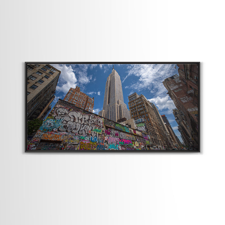 New York Graffiti Alley And Chrysler Building Wall Art, Urban Cityscape Print, NYC Travel Poster, Modern Office Decor For Loft