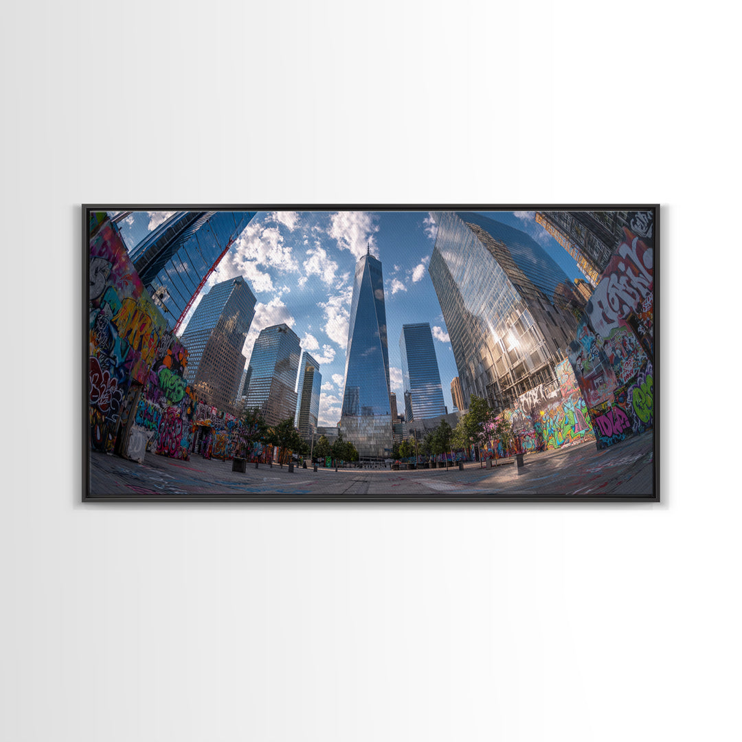 New York City Graffiti Skyline Wall Art, Urban Street Art Canvas Print, Modern Office Decor, Large Living Room Wall Decor