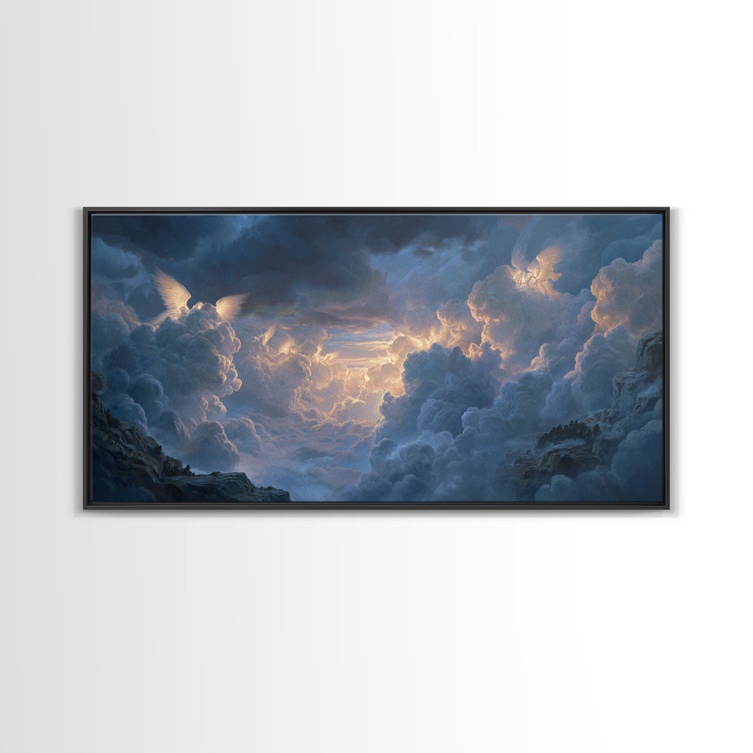 Angelic Cloudscape Heaven Light Wall Art, Celestial Fantasy Landscape, Serene Sky Canvas, Spiritual Home Decor Gift For Her