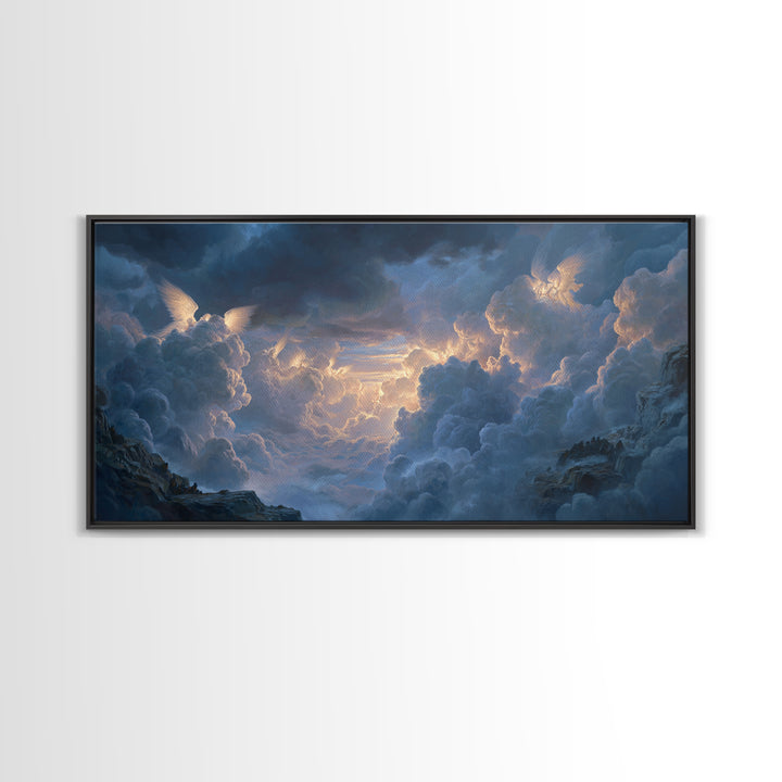 Angelic Cloudscape Heaven Light Wall Art, Celestial Fantasy Landscape, Serene Sky Canvas, Spiritual Home Decor Gift For Her