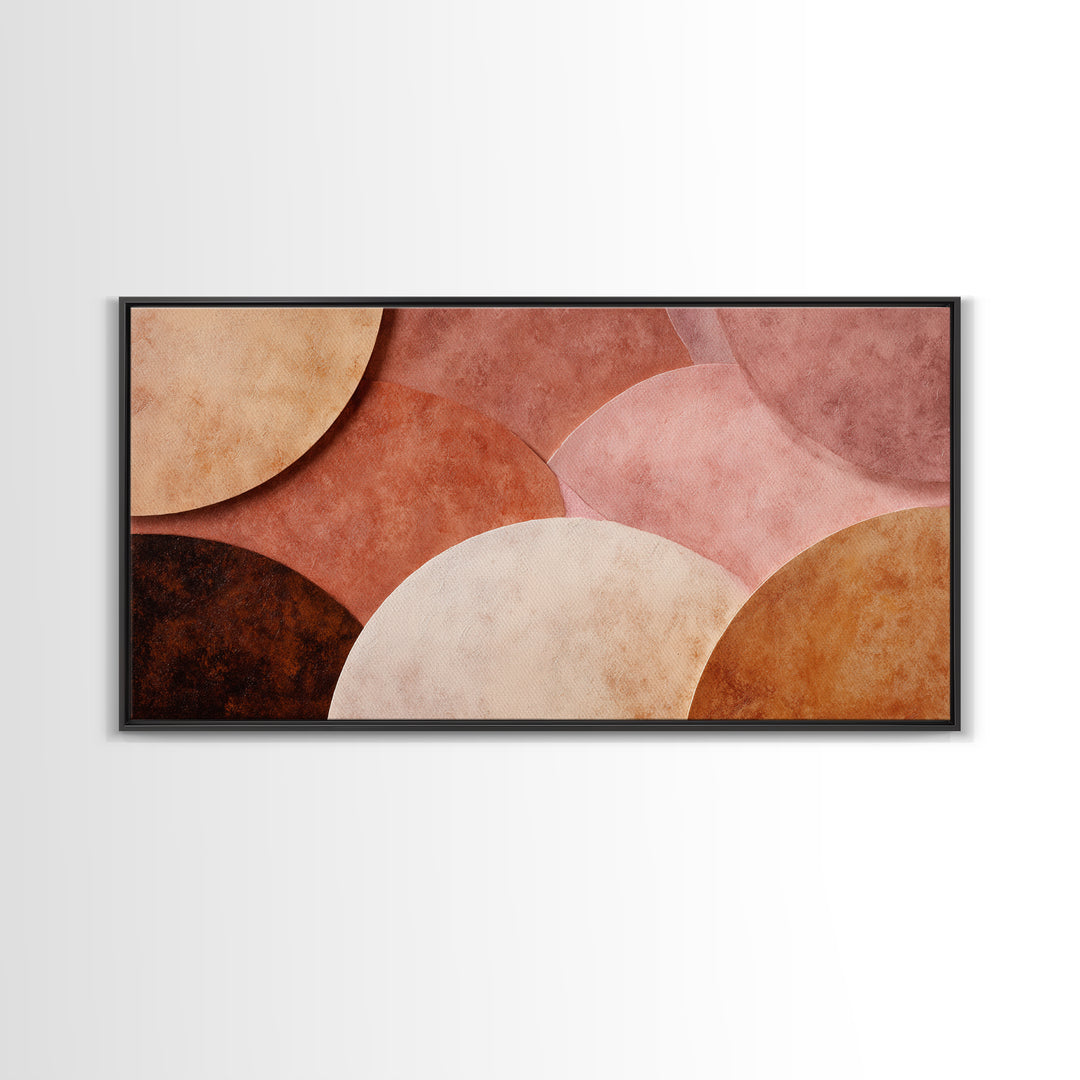 Textured Terracotta Circle Abstract Canvas Print, Earth Tone Wall Art, Modern Organic Decor, Large Neutral Wall Art For Living Room