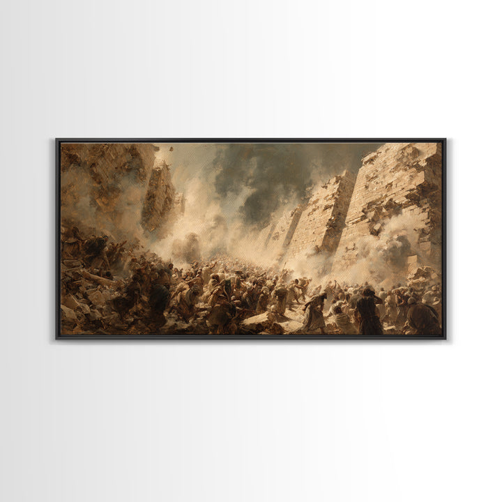 Ancient Siege Battle In Dust Wall Art, Historical War Canvas Print, Dramatic Figurative Art, Dark Academia Home Decor Gift