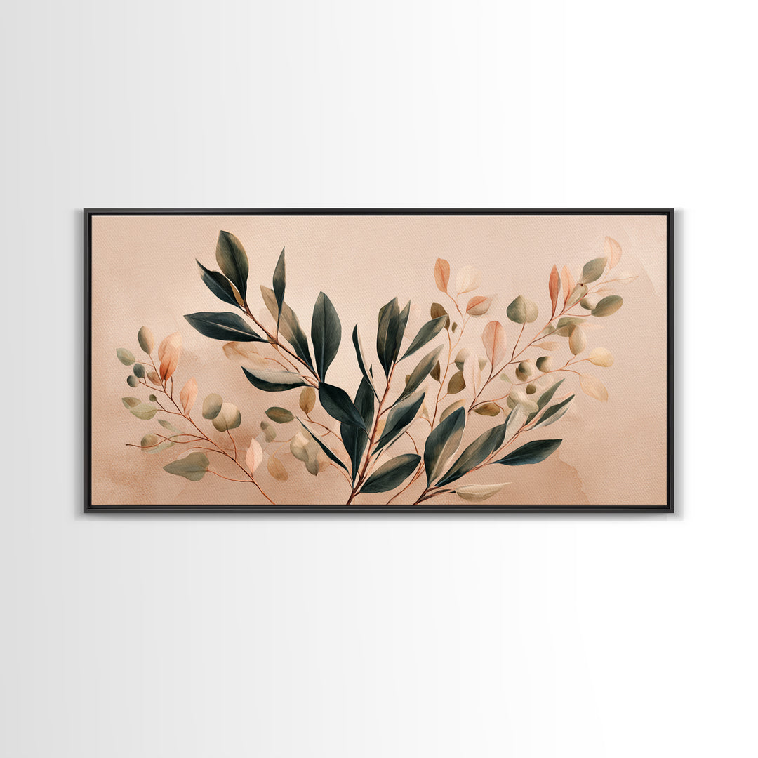 Blush Olive Branch Botanical Wall Art, Sage Green Leaves, Neutral Boho Home Decor, Living Room Wall Art, Housewarming Gift