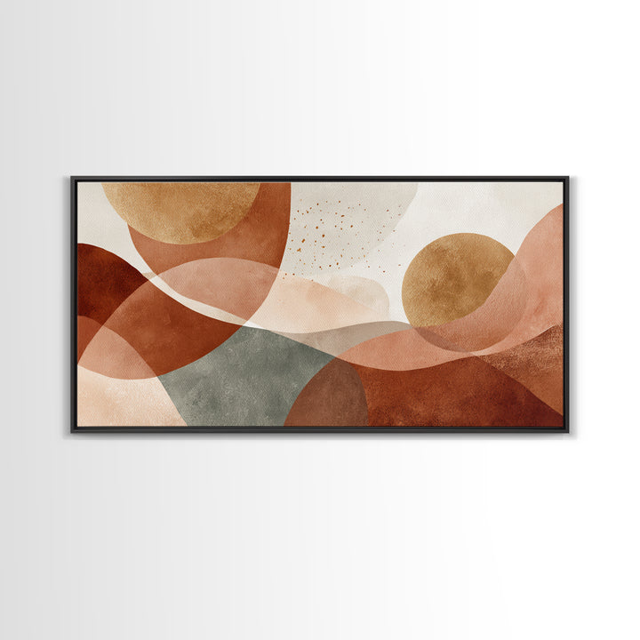 Earth Tone Geometric Abstract Wall Art, Terracotta Circles, Modern Canvas Print, Neutral Living Room Decor, Gallery Wall Art