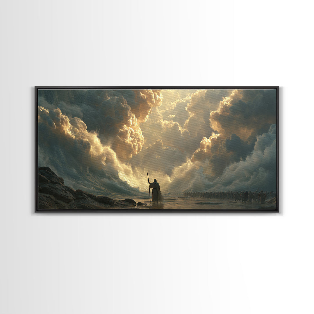 Epic Warrior Under Golden Storm Clouds Canvas Print, Fantasy Wall Art, Dramatic Battle Landscape, Medieval Decor Gift For Him