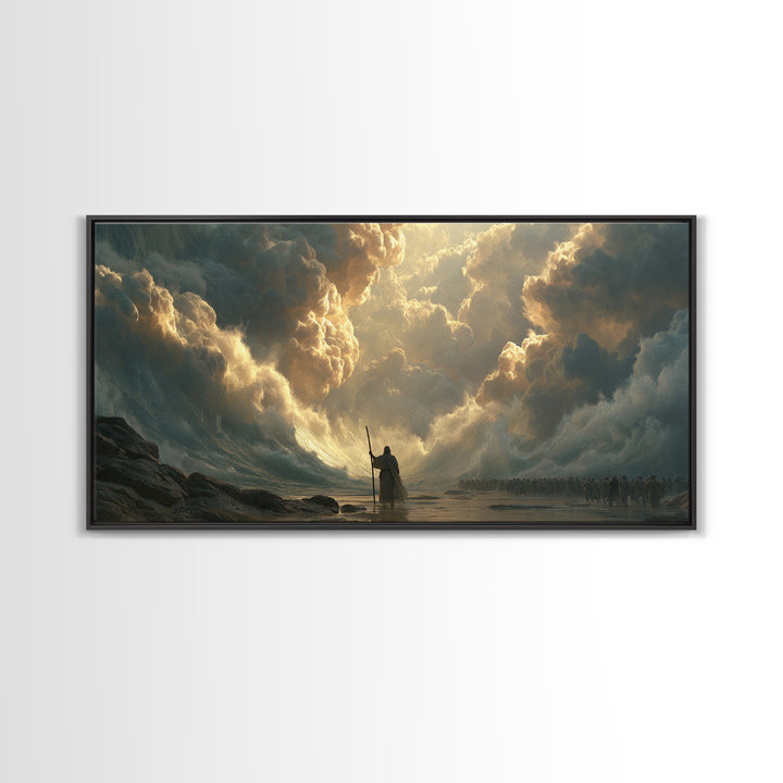 Epic Warrior Under Golden Storm Clouds Canvas Print, Fantasy Wall Art, Dramatic Battle Landscape, Medieval Decor Gift For Him