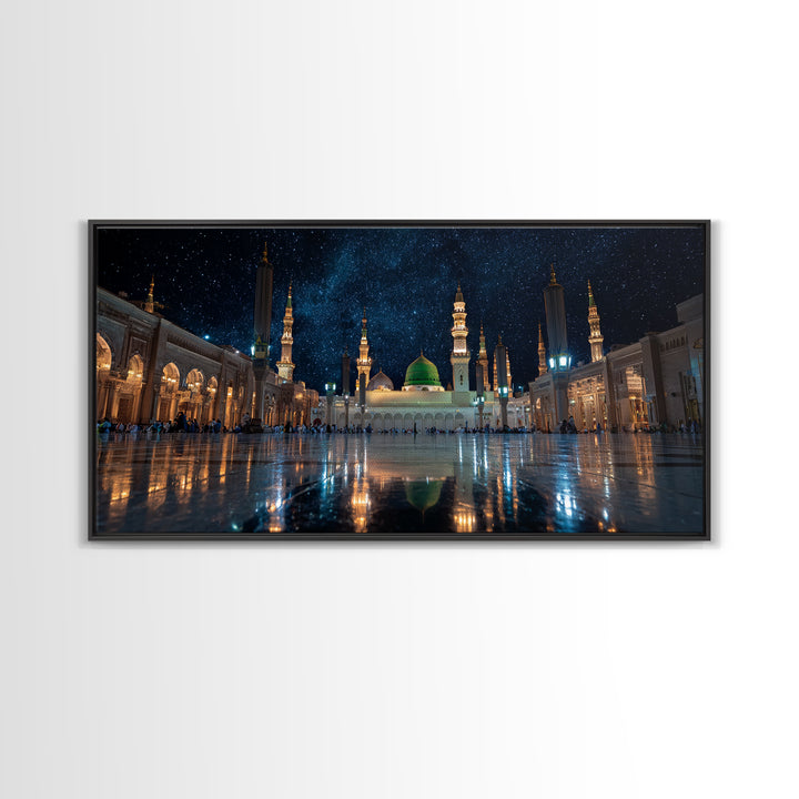 Starry Medina Mosque Courtyard Wall Art, Islamic Home Decor, Arabic Architecture Print, Quran Wall Decor, Spiritual Gift