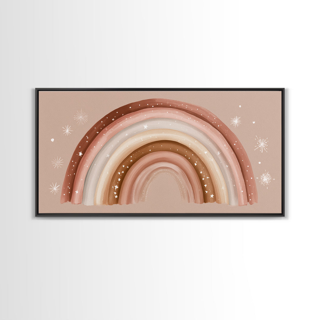 Boho Rainbow Nursery Wall Art, Earth Tone Canvas Print, Neutral Kids Room Decor, Above Crib Decor, Baby Shower Girl Gift