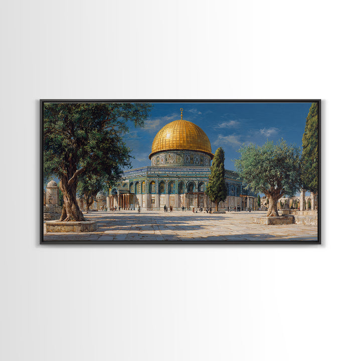 Golden Dome Of The Rock Jerusalem Wall Art, Islamic Architecture Canvas Print, Middle Eastern Decor, Spiritual Travel Poster