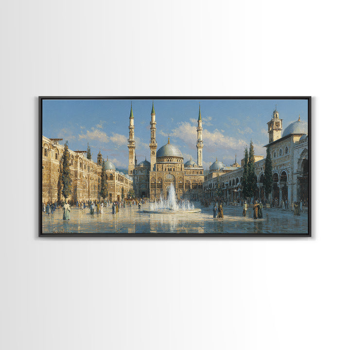 Ornate Mosque Courtyard With Fountain Wall Art, Islamic Architecture Canvas Print, Middle Eastern Decor, Travel Poster Gift For Home