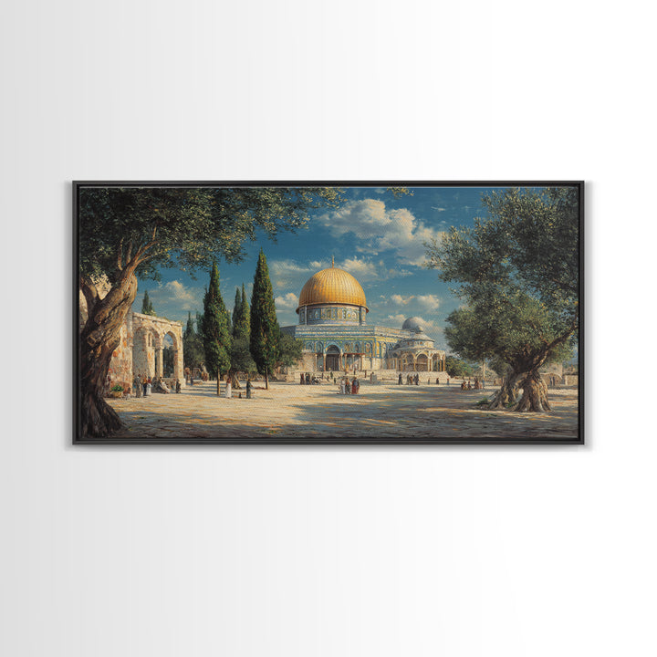 Jerusalem Dome Of The Rock Wall Art, Islamic Architecture Canvas Print, Olive Tree Travel Decor, Middle Eastern Art Print