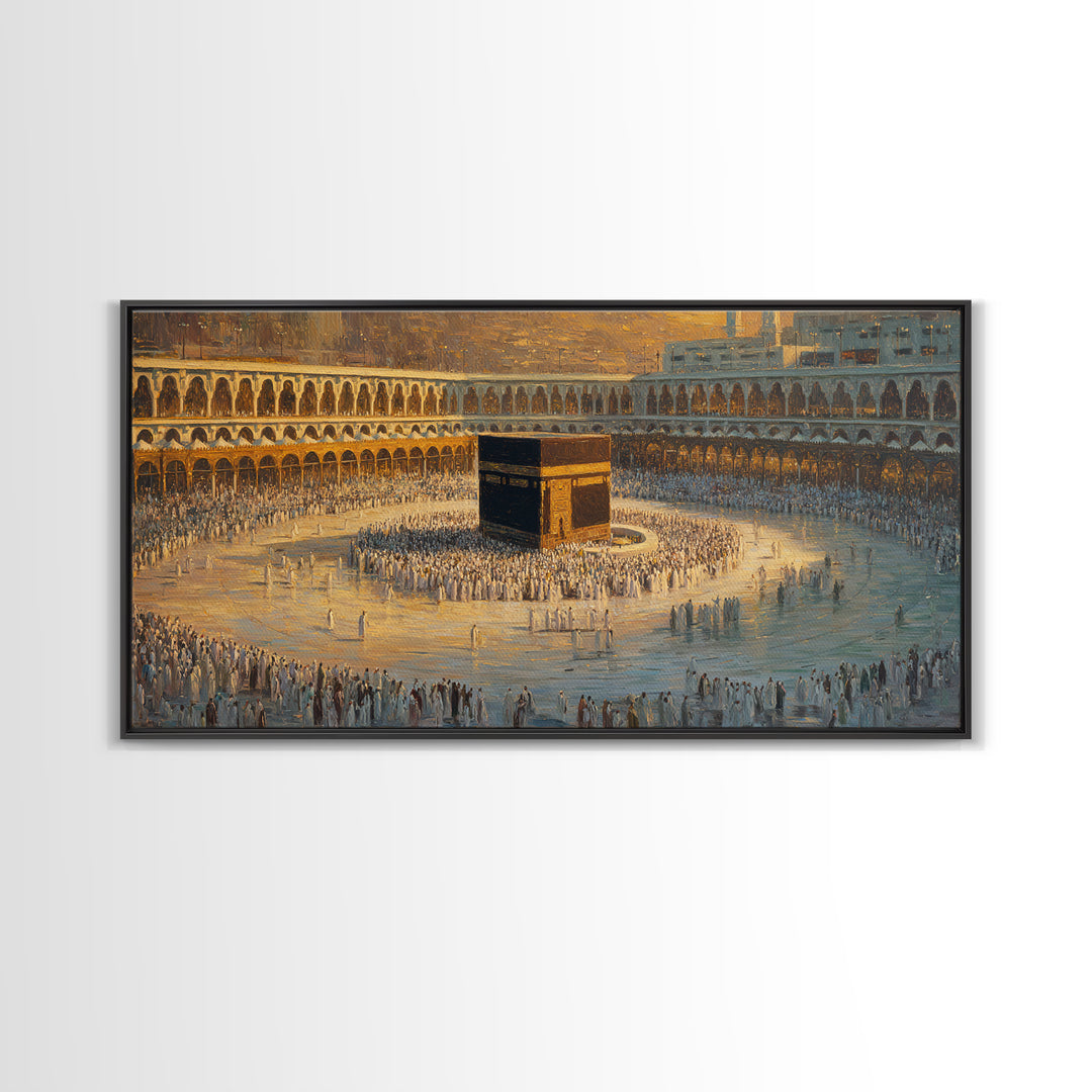 Kaaba Mecca Pilgrimage Wall Art, Islamic Framed Canvas Print, Muslim Home Decor, Ramadan Eid Gift, Prayer Room Art, Islamic Wall Decor